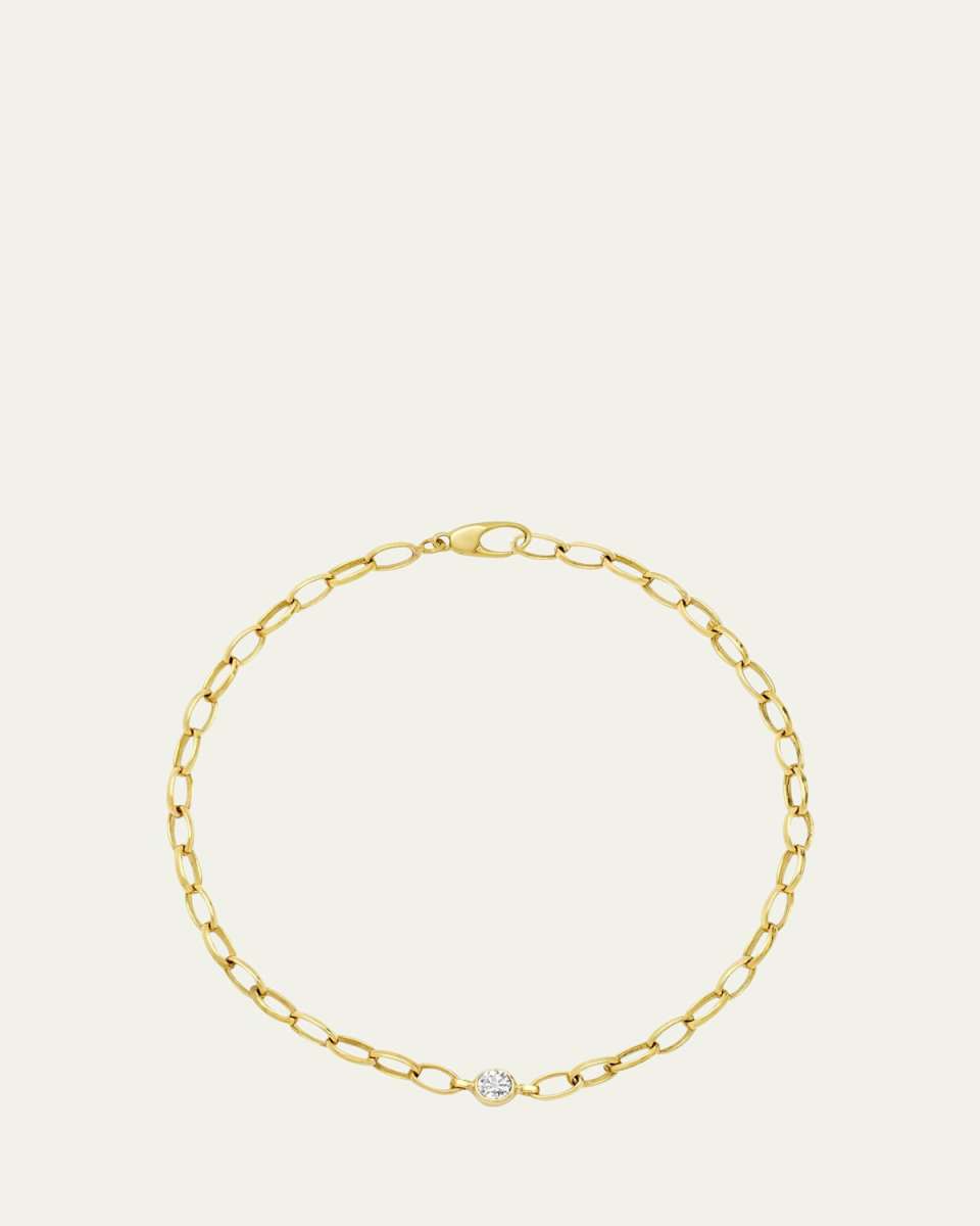 18K Yellow Gold Small Edith Single Diamond Bezel Bracelet